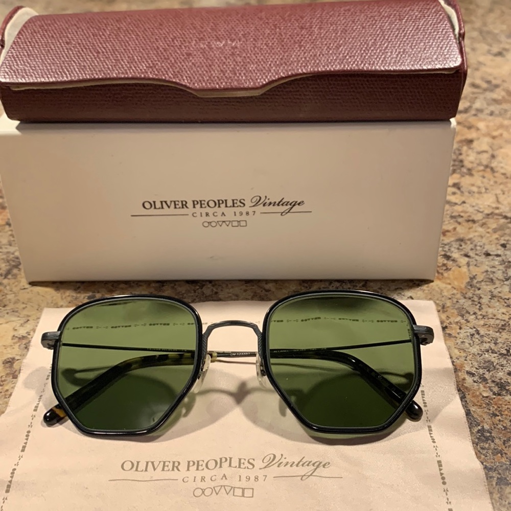 Oliver Peoples Matte Black Green Alland Ov1233st Titanium Unisex 1233 Sunglasses